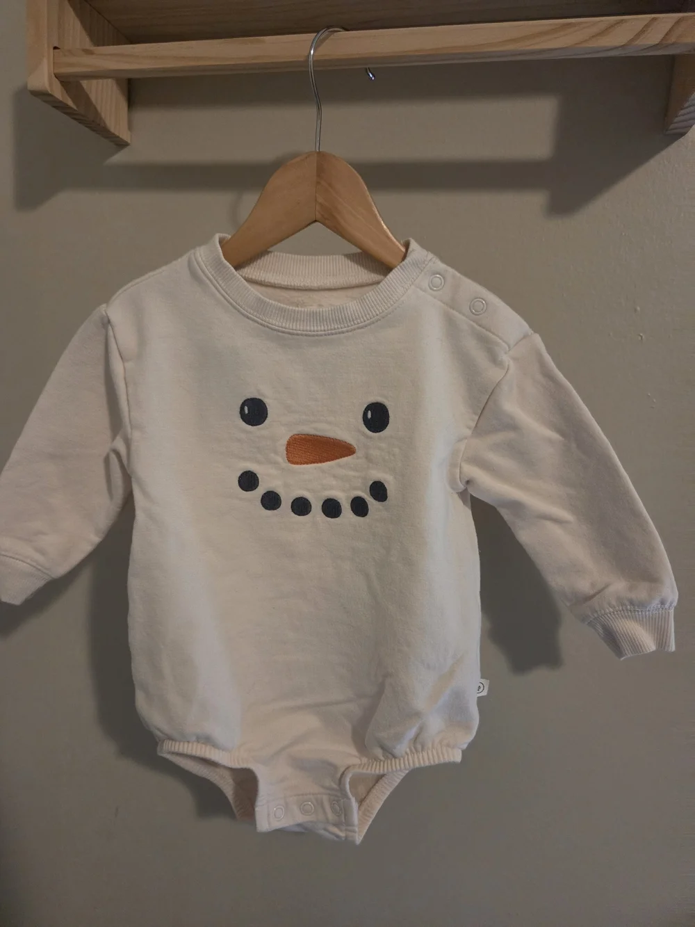 Little Planet By Carter's Organic Baby Boy 9M Cream Snowman  One-Piece